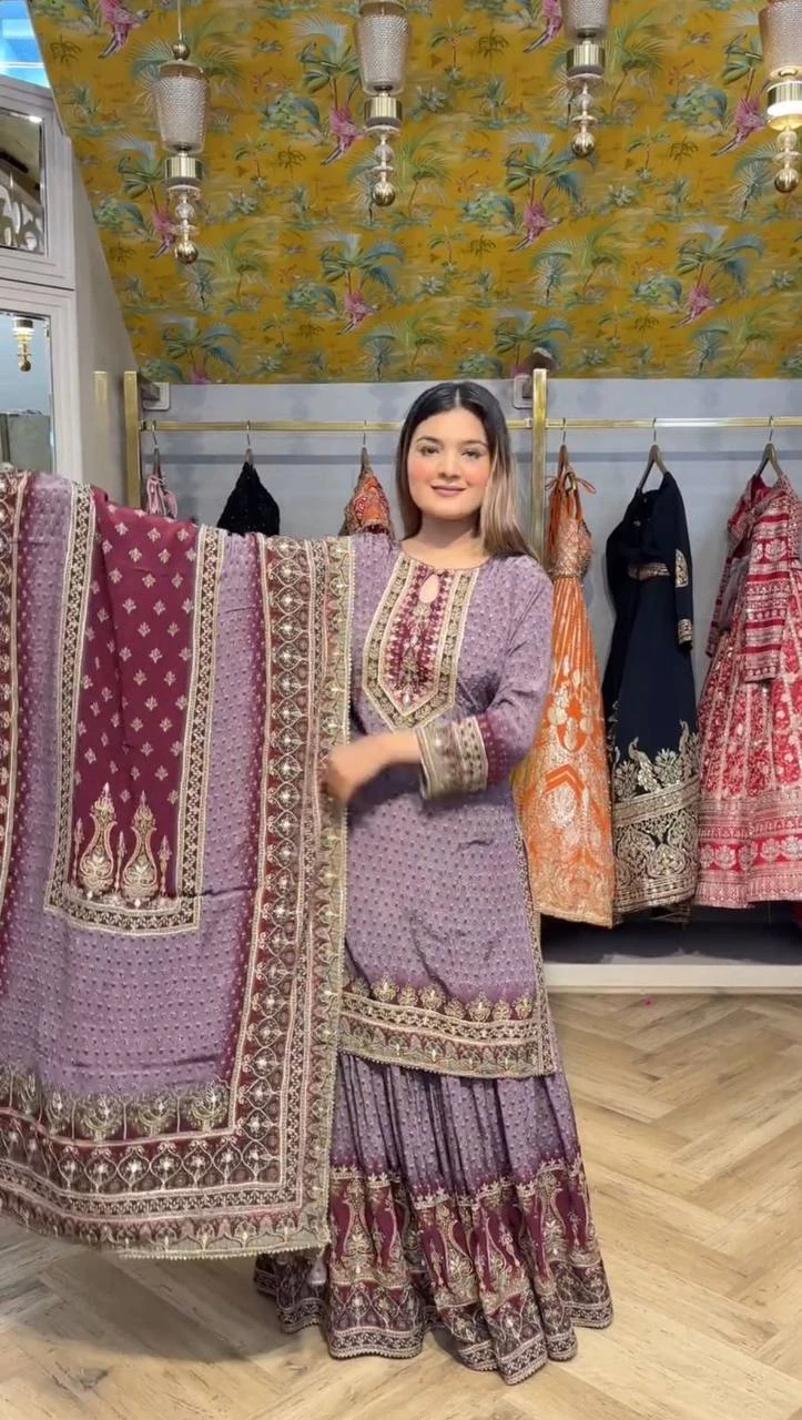 Party Wear Look Beautiful Top And Bottom With Dupatta