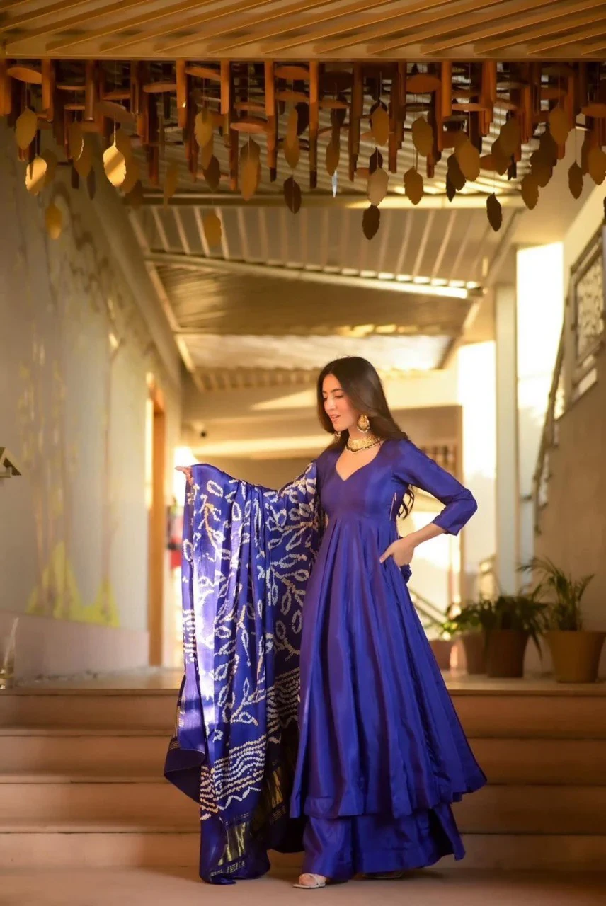 Party Wear Look Beautiful Gown And Bottom With Dupatta